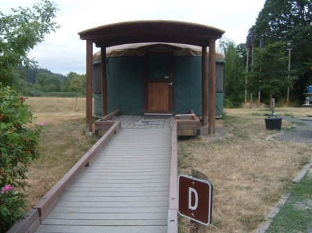 About fifty yards from the parking lot. Hence the need for a wagon. A hotel cart for carrying luggage would have been better.