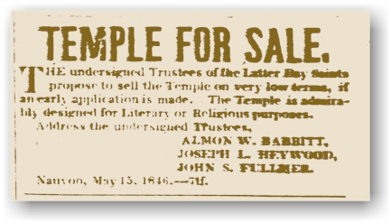 Who would be interested in buying the original Nauvoo Temple